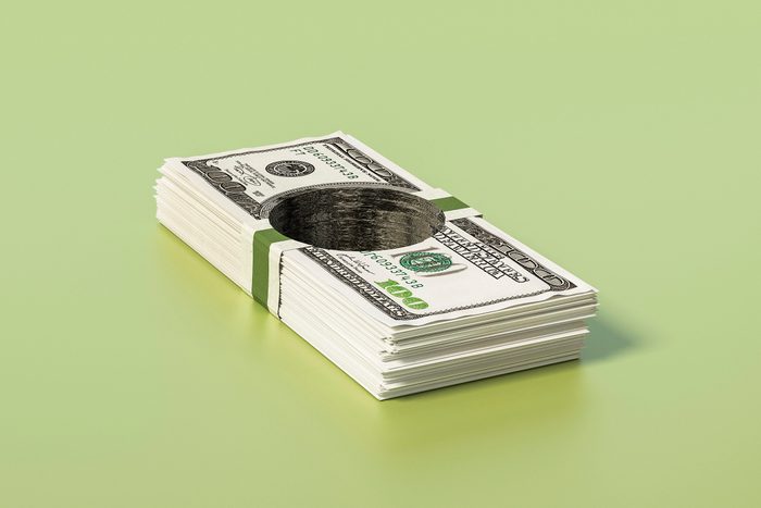 3d model stack of cash with hole