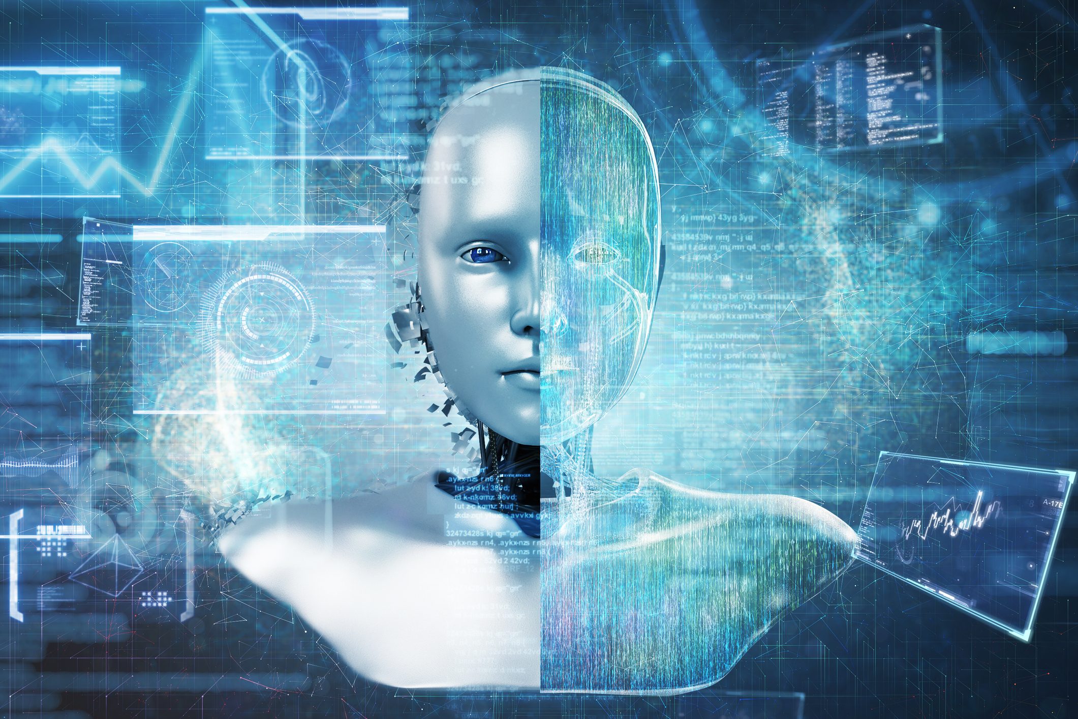 Artificial Intelligence robot and data control panel