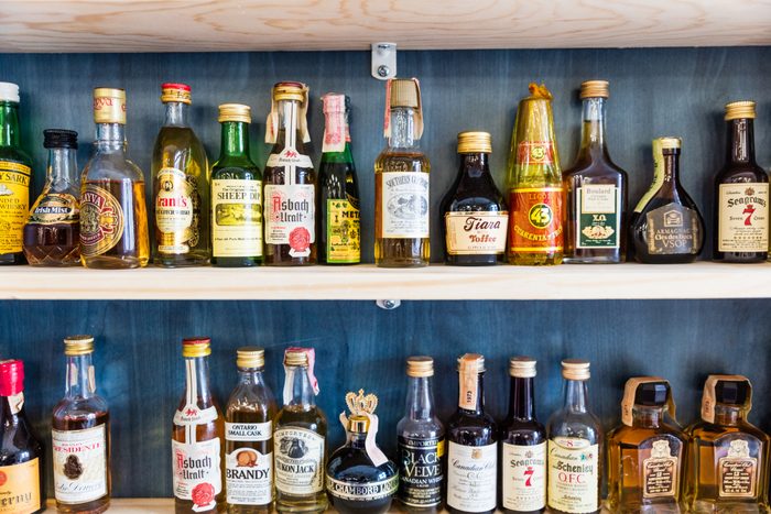 Assortment of mini bottles of alcohol