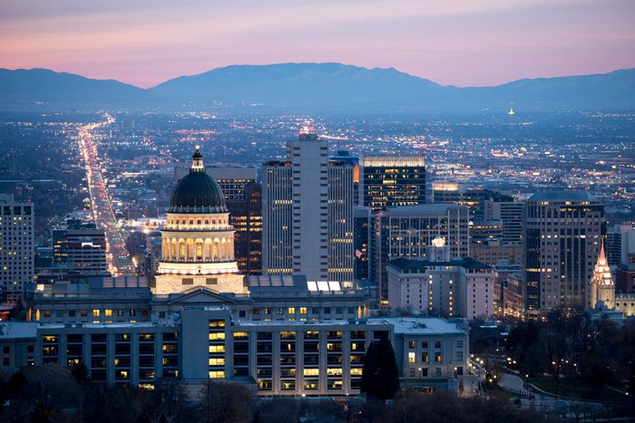View of Salt lake City at dawn