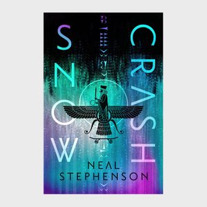 A winged, robed figure holds a ring, surrounded by glitchy digital patterns. Text: 