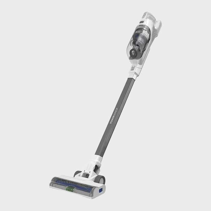 Cordless vacuum cleaner angled diagonally, positioned on a plain white background.