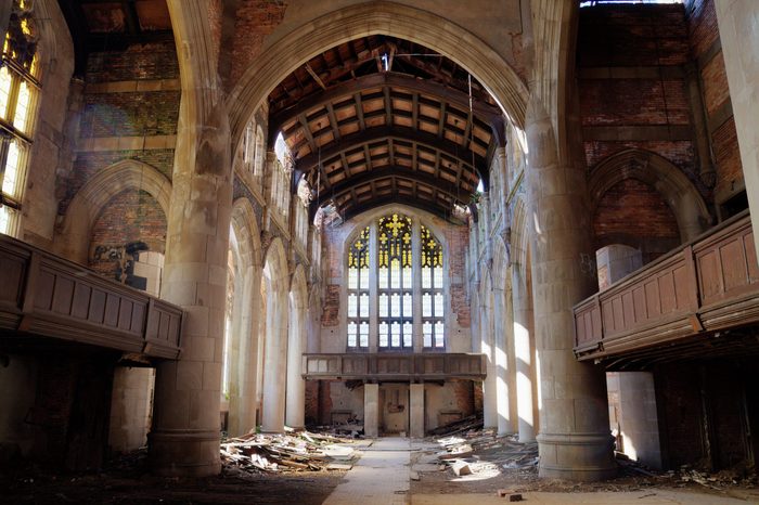 Inside the abandoned Gary Methodist Church in Gary, Indiana