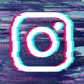 Logo distorts with glitch effect against a colorful, static-filled background.