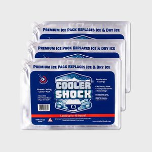 Ice packs labeled 