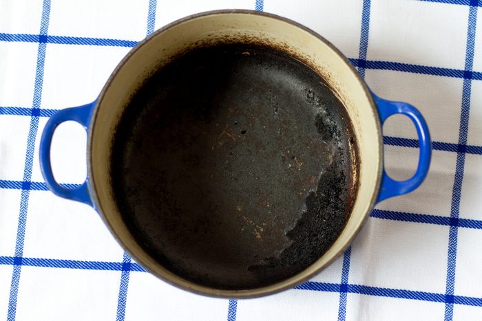 Burned Enamel Kitchen Pot, Dish Towel