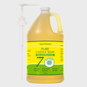 A large bottle labeled 