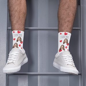 Legs wear socks with faces and 