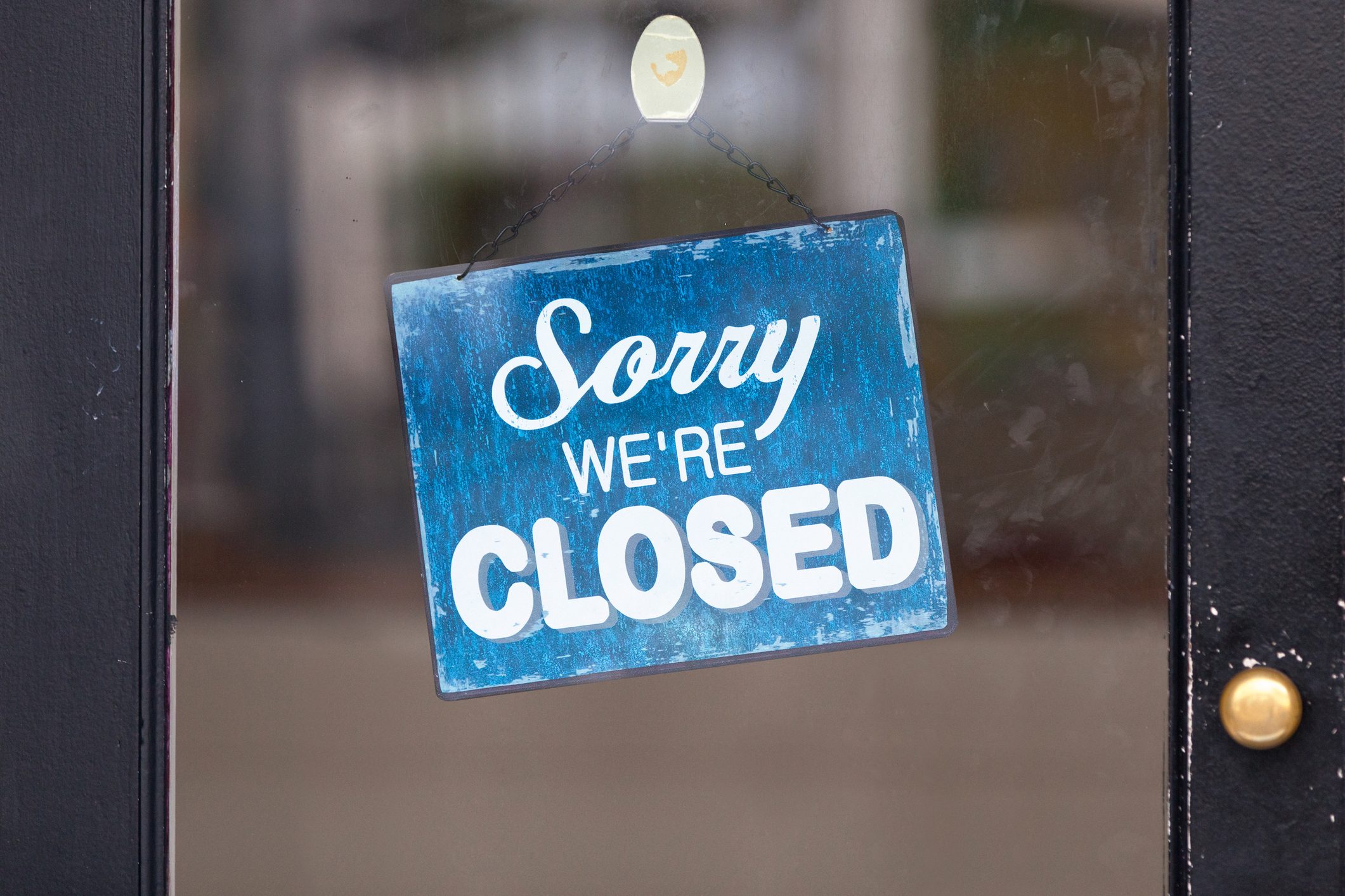 Sorry, we're closed sign on a bar door