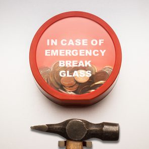 Red box contains coins with 