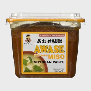 Container holds soybean paste, labeled 