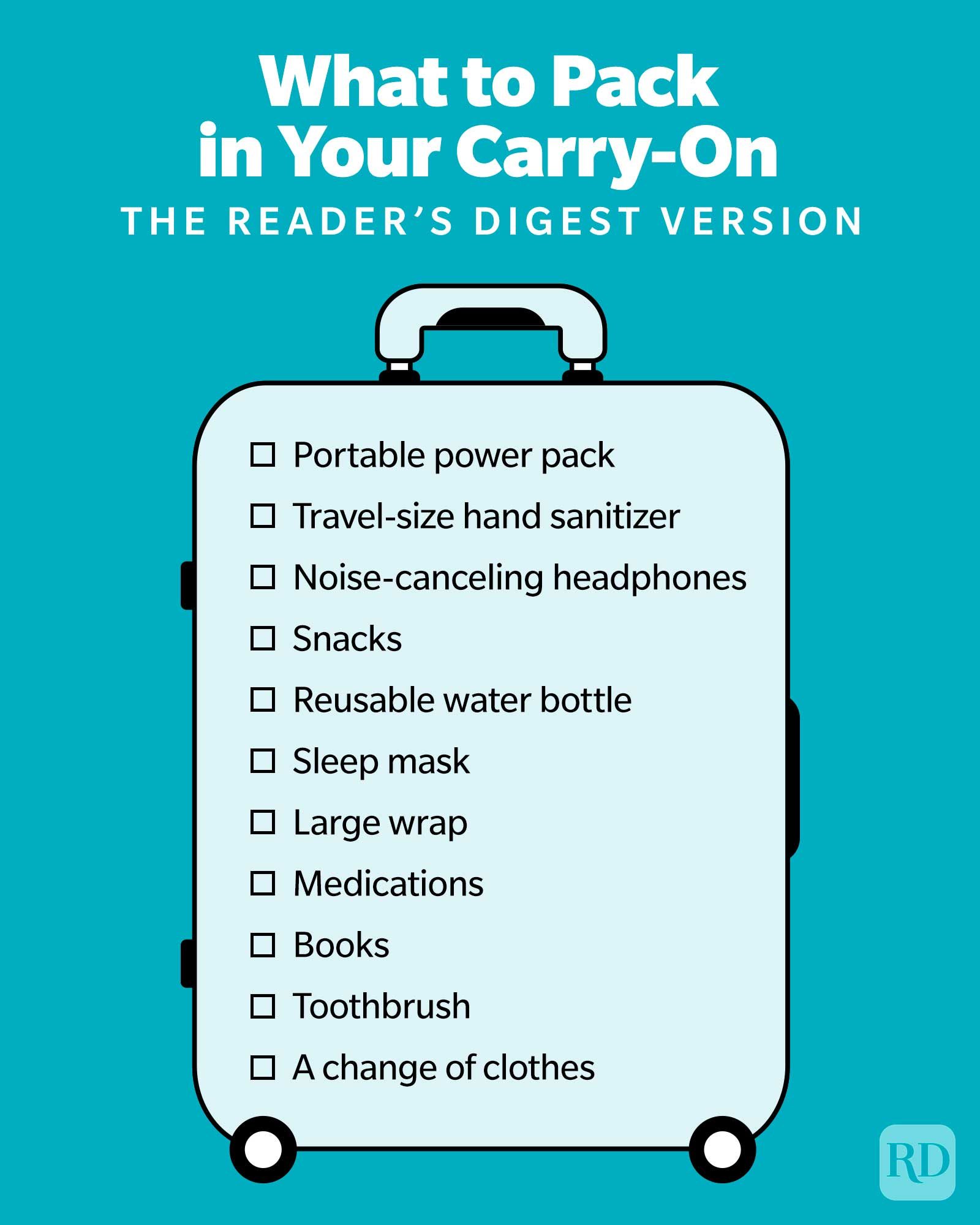 What To Pack In Your Carry On Infographic