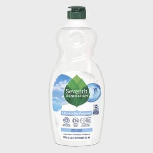 Bottle stands on a gray background, featuring 