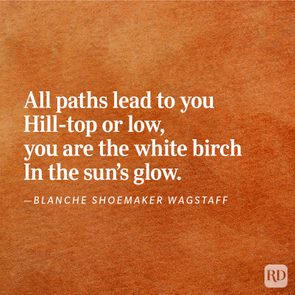 Text displays a poem by Blanche Shoemaker Wagstaff on a textured brown background.