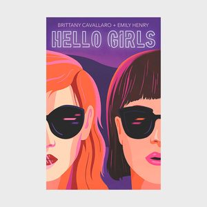Two stylized women wear sunglasses against a purple background. The text reads 