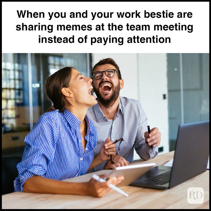 7 When You And Your Work Bestie Are Sharing Memes At The Team Meeting Instead Of Paying Attention Gettyimages 1054095390