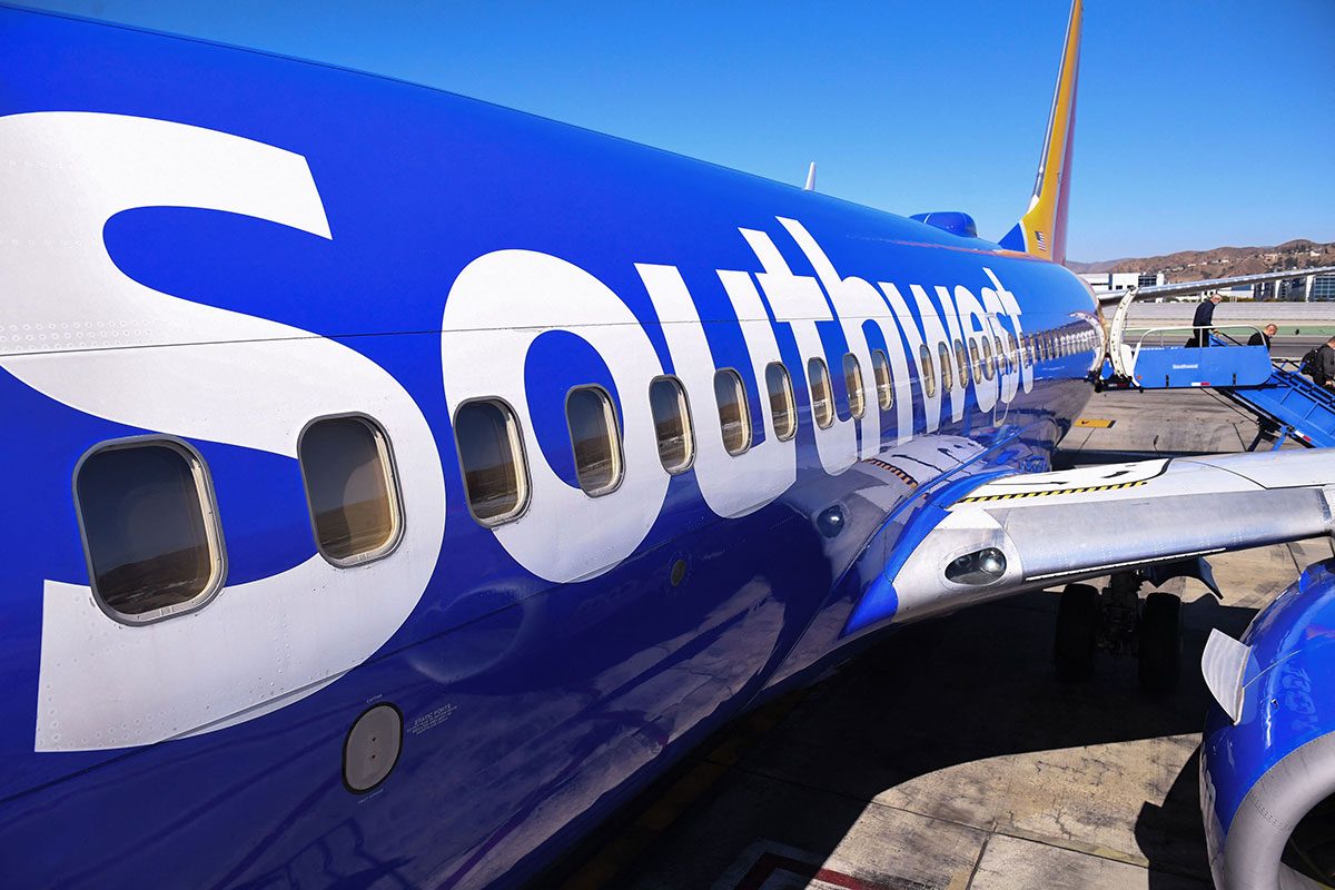 Passengers deplane from a Southwest Airlines flight