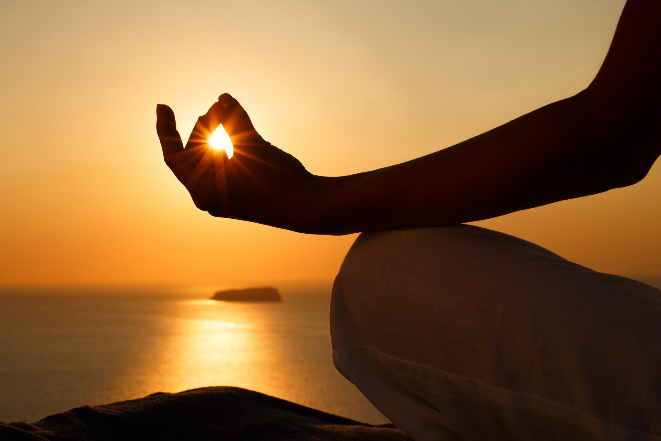 Meditating in Lotus position at sunset!