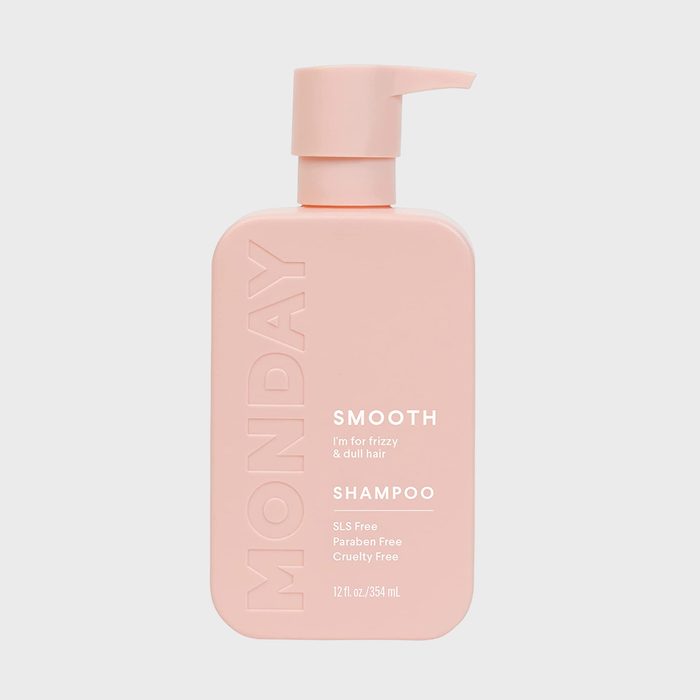 Pink shampoo bottle displaying 