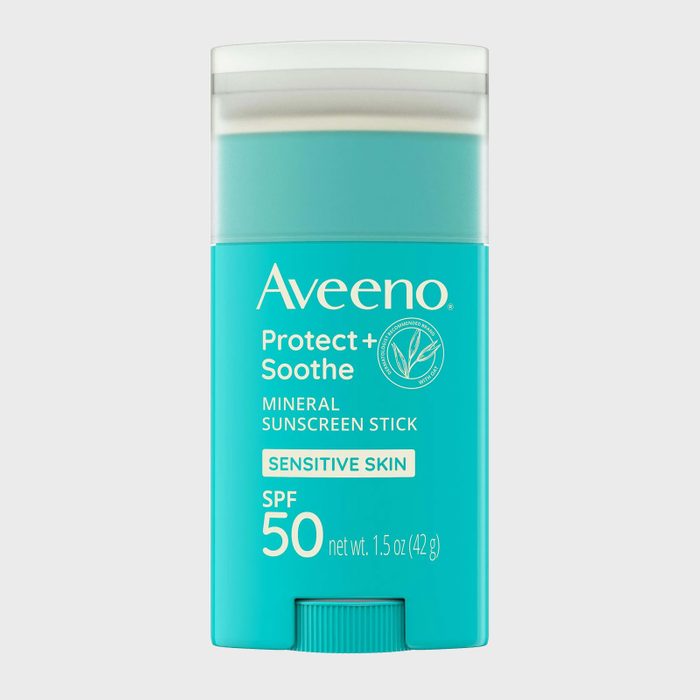 Turquoise sunscreen stick displays 