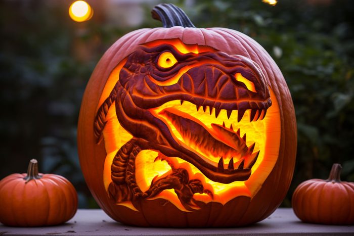 dinosaur jackolantern created by AI