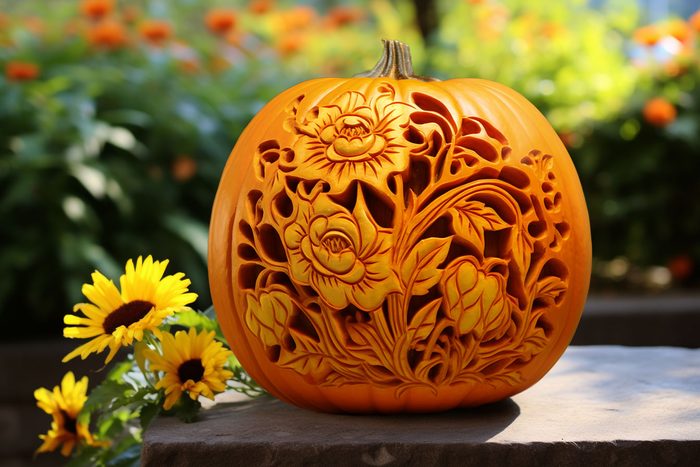flower design jackolantern created by AI