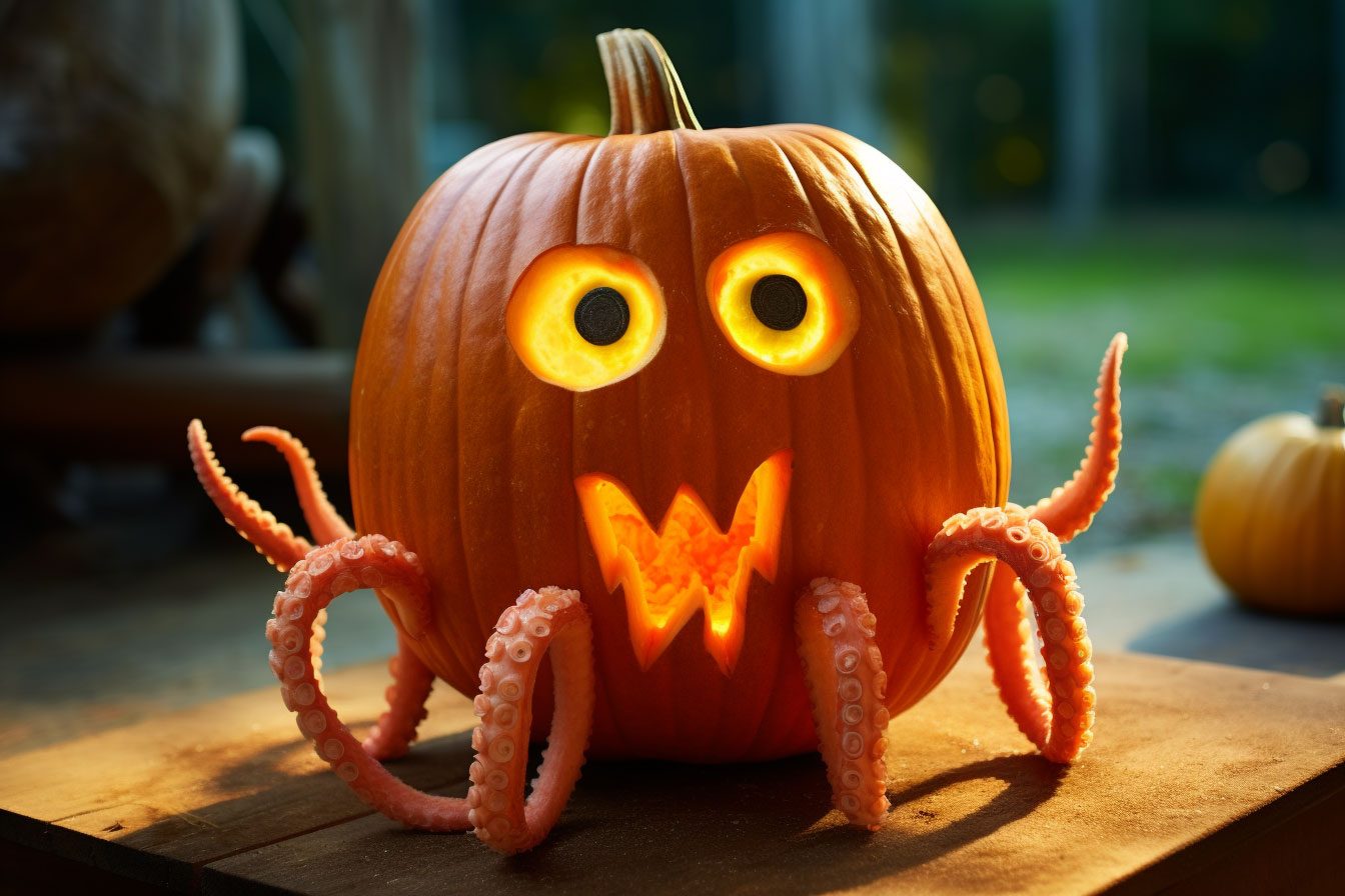 octopus jackolantern created by AI