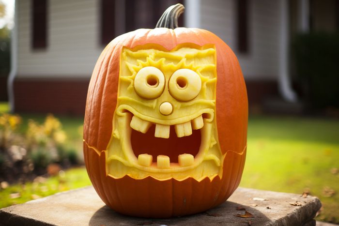 spongebob squarepants themed jackolantern created by AI
