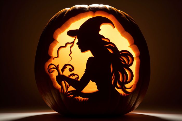witch silhouette jackolantern created by AI