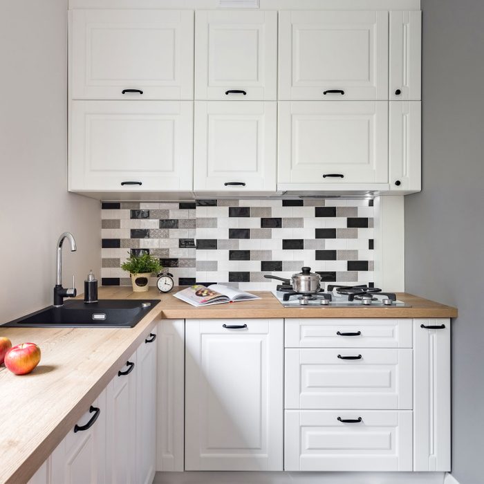 Small Kitchen With Classic White Furniture