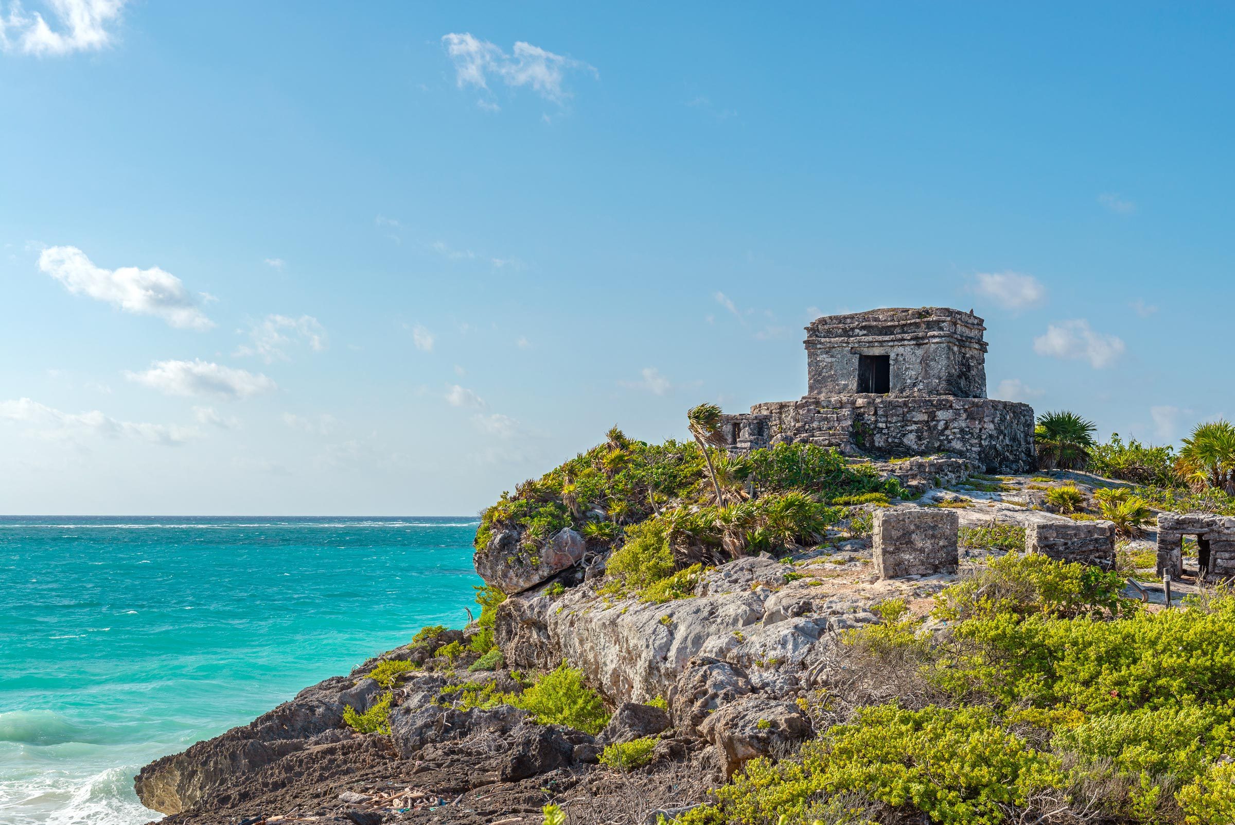 Playa del Carmen, Mexico ancient ruins by water