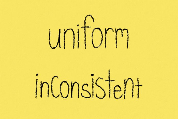 Handwriting showing size consistency