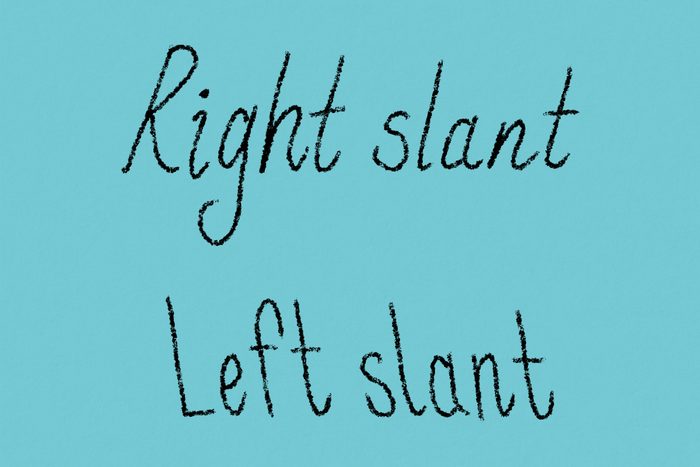 Handwriting showing word slant