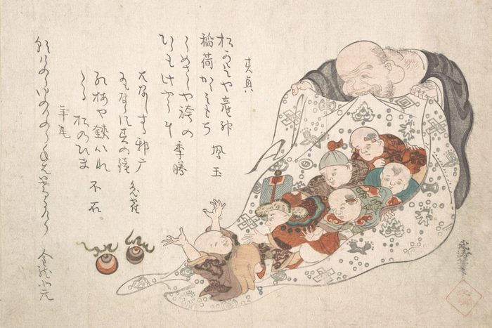 Hotei Opening His Bag Which Is Full Of Small Boys