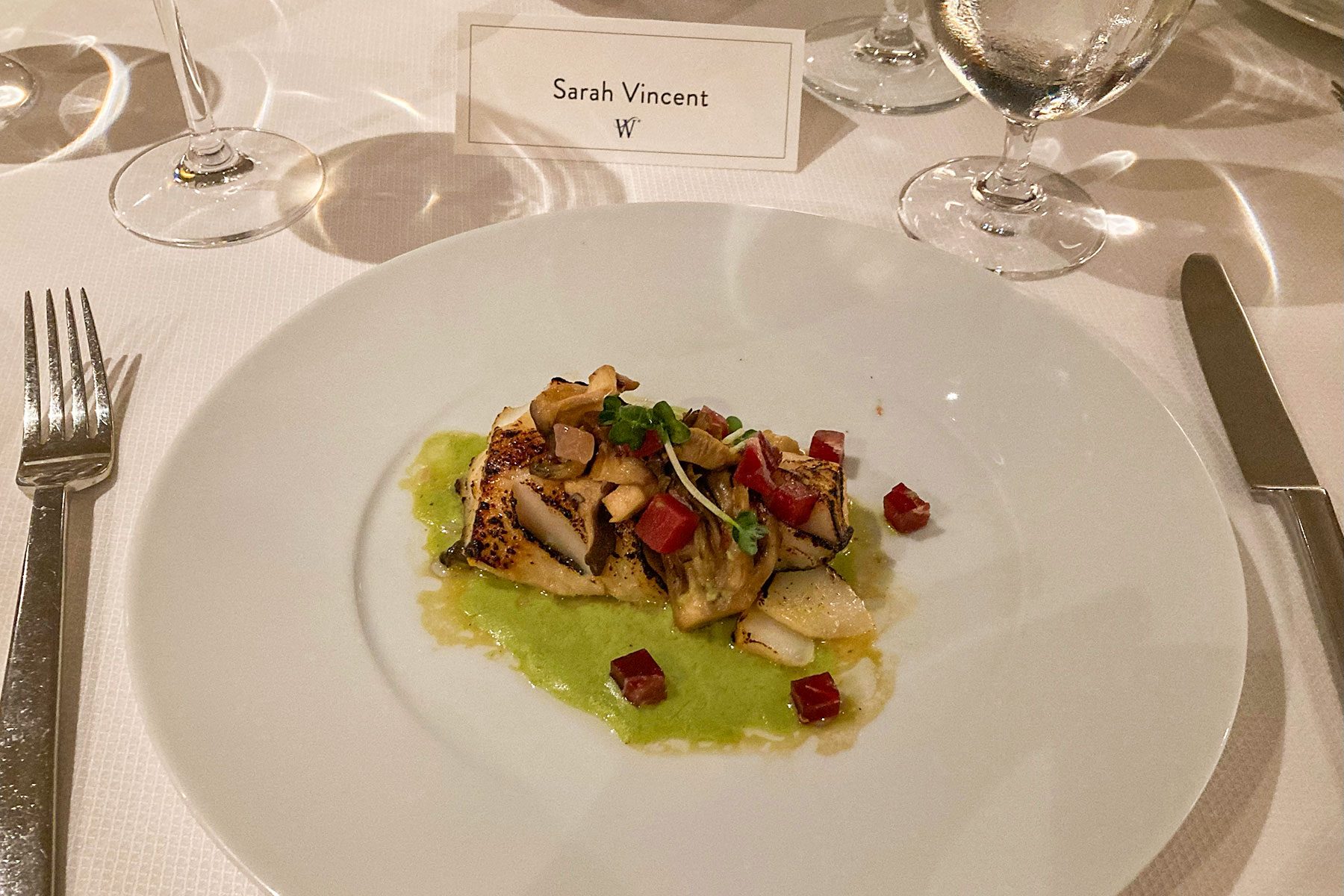 Seafood served on table 
