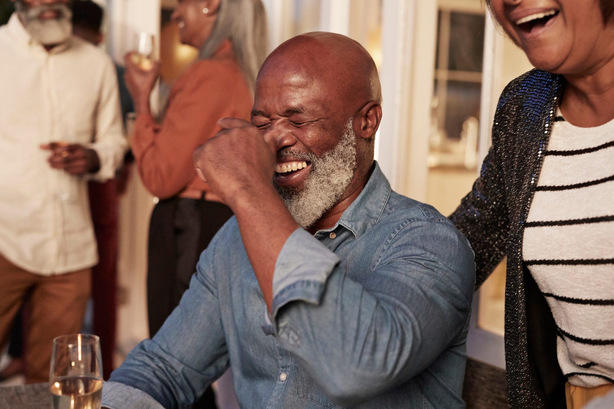 Cheerful man and woman enjoying party