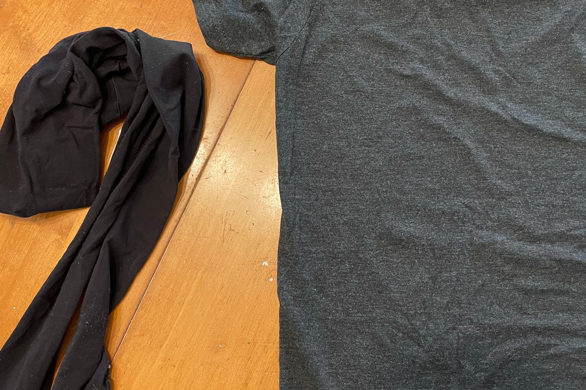 clean grey shirt after cleaning off deodorant stain 
