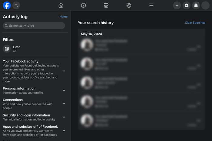Facebook Hacks 3 Clear Search History