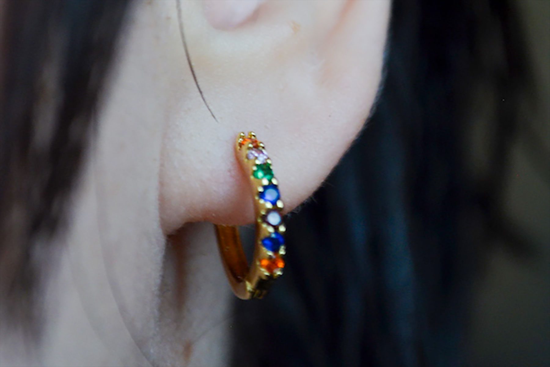 Gemstone Huggie Hoop Sleeper Earrings
