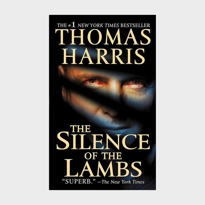Book cover shows a shadowed face with piercing eyes, surrounded by dark shadows. Text reads: 