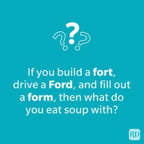 Text on turquoise background poses a riddle: 