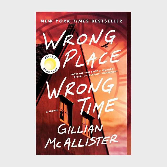 Book cover shows a red-tinged building facade, overlaid with clock hands and text: 
