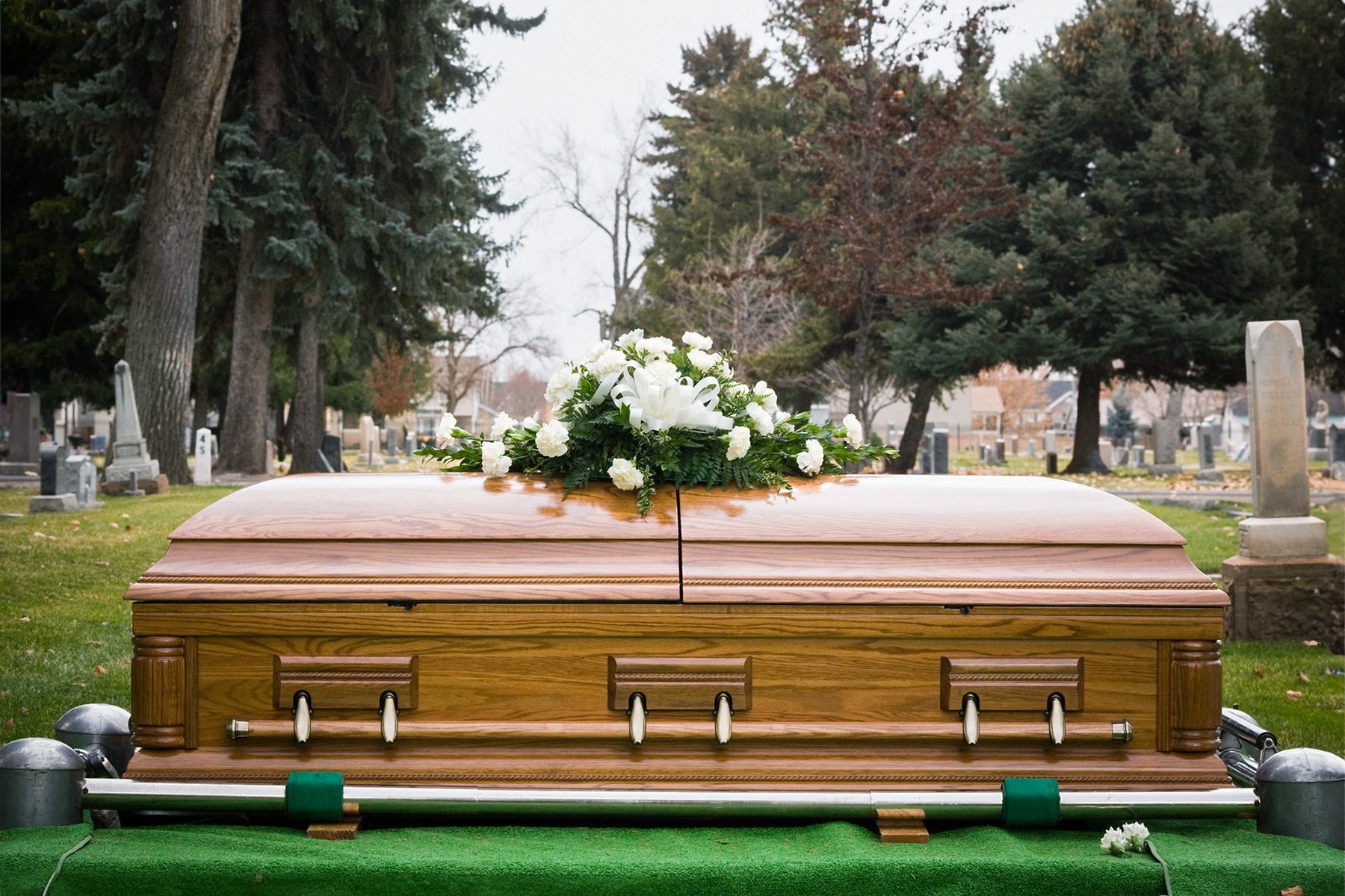 Coffin at a cemetery