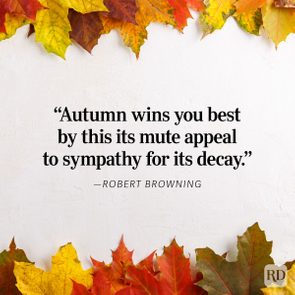 Quotation text overlays autumn leaves; text reads, 