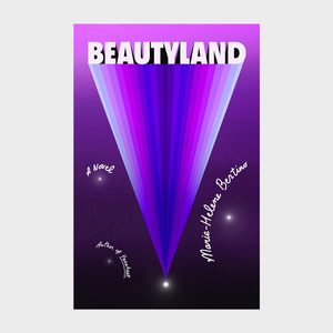 A purple triangular beam radiates downward on a dark background. Text includes: 