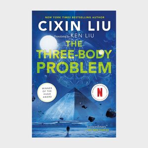 Book cover features futuristic pyramid, floating rocks against a blue cosmic background; text includes 