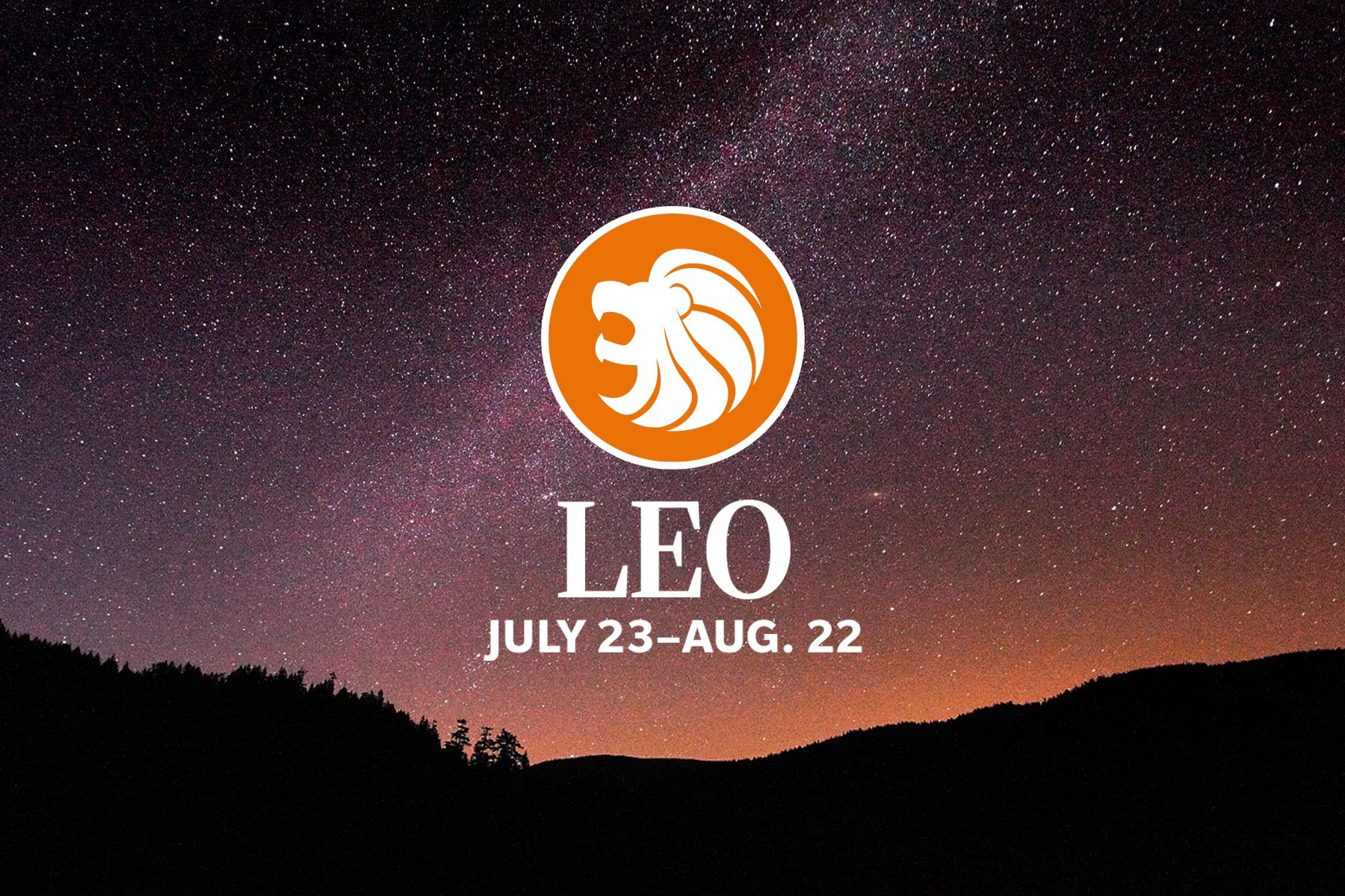 Zodiac Sign Colors leo on galaxy background, orange and magenta