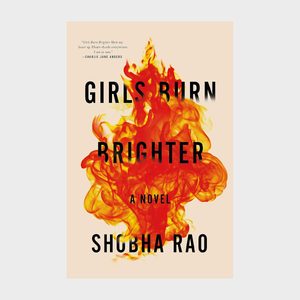 Book cover features vivid flames consuming text: 