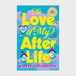 A bright book cover displays bold yellow text reading 