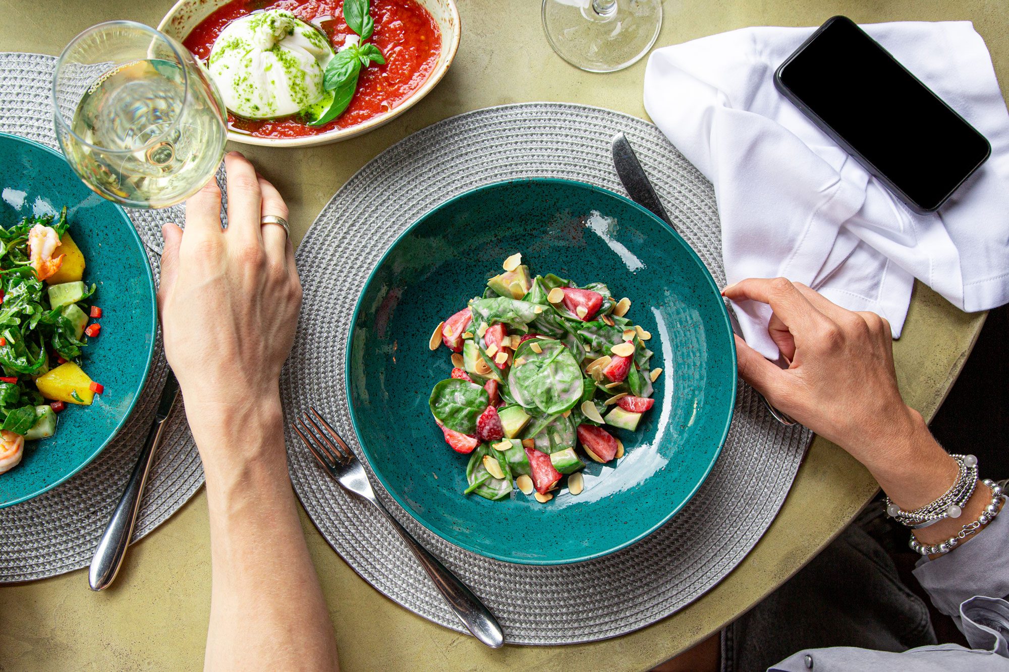 Food And Mobile Phone On A Table